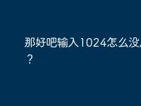 那好吧輸入1024怎么沒反應(yīng)？-路由網(wǎng)
